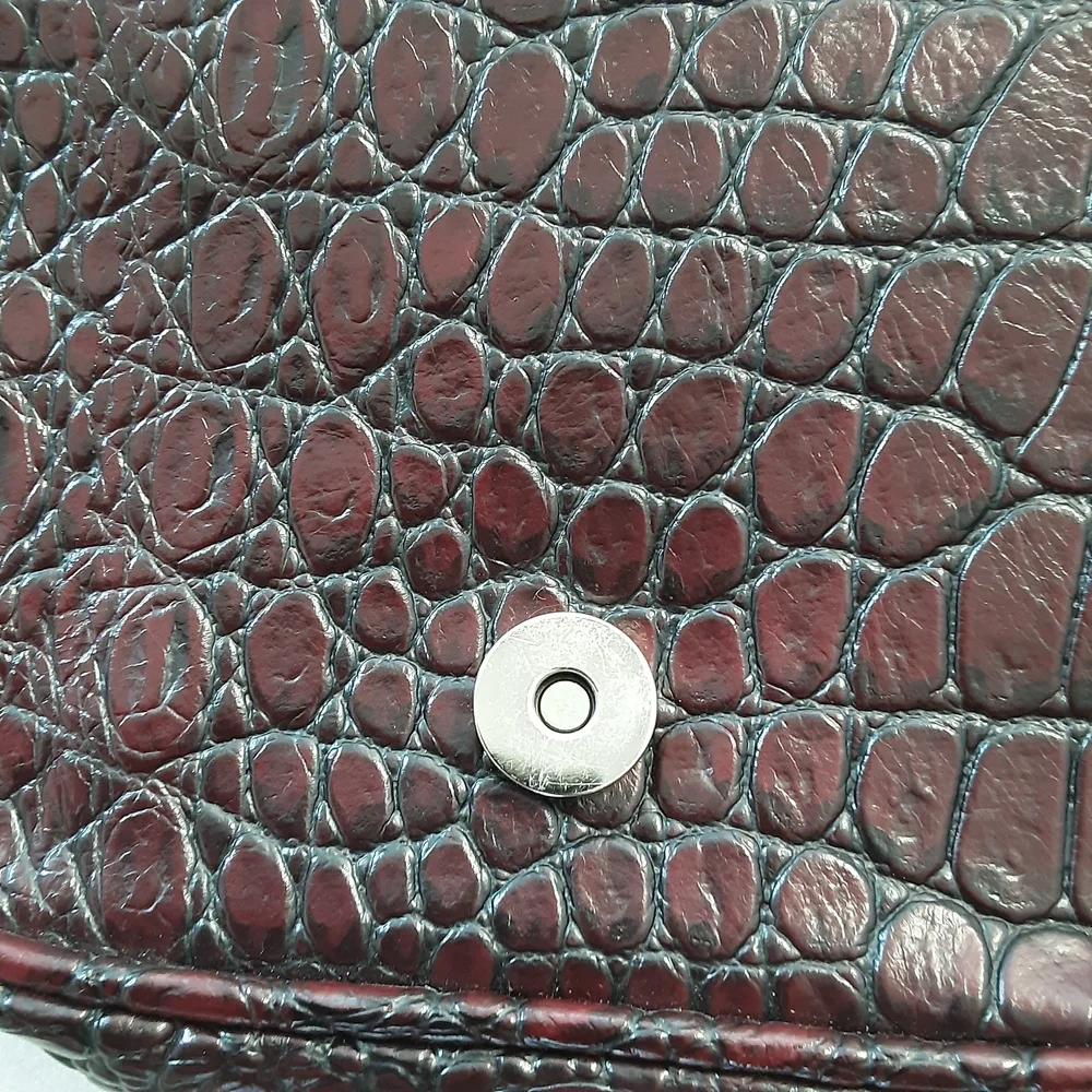 Merona Croc-Embossed Crossbody Bag in Dark Brown with Silver Hardware